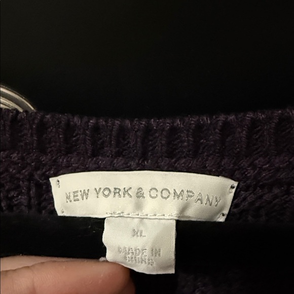 New York & Company Deep Purple Crew Neck Sweater - Picture 2 of 6